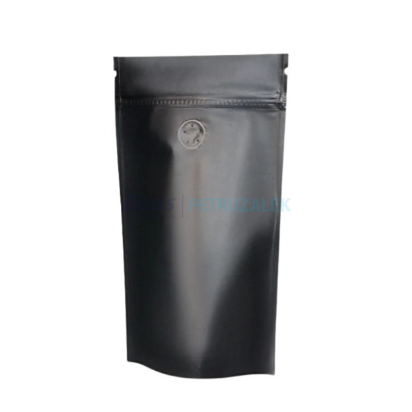 Пакет Дой-пак 120х200мм чорний з клапаном та застібкою zip lock /250шт
