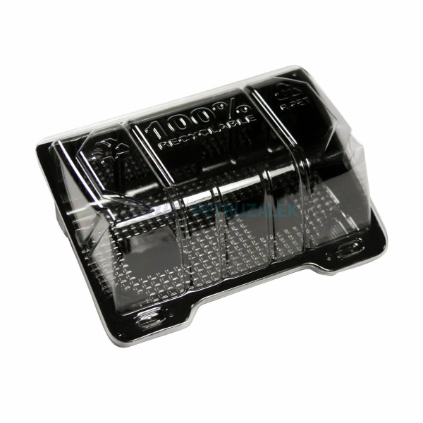 Контейнер PET BL1508E_1/09 чёрное дно с откидной крышкой 150x80x75/320шт