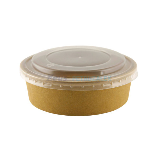 Контейнер крафт круглий 550мл/20oz d-142 з кришкою РЕТ/300шт