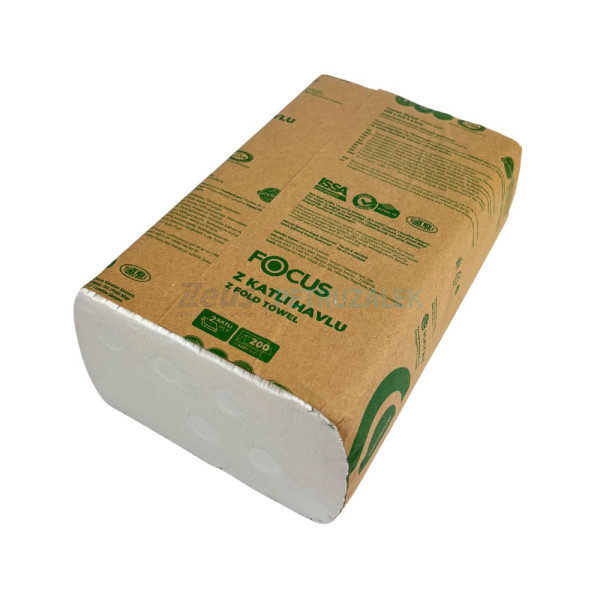 Полотенца бумажные FOCUS OPTIMUM, Z-сложения, 200*235 мм, 2 слойные, белые/12уп*200 лист./кор.