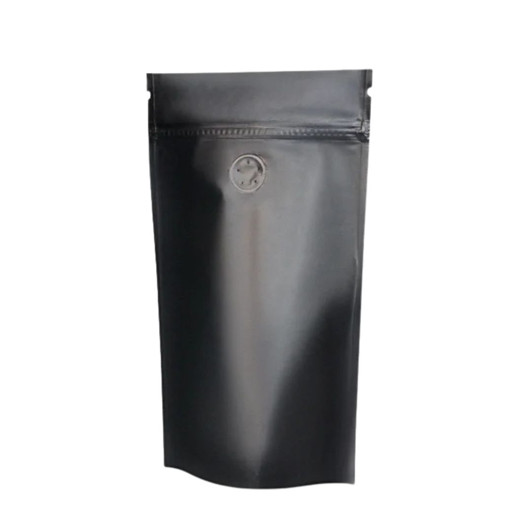 Пакет Дой-пак 120х200мм чорний з клапаном та застібкою zip lock /250шт