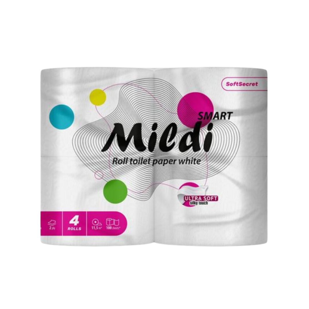 Папір туалетний "Mildi Smart"  з тисненням 2-шаровий білий на втулці/32рул